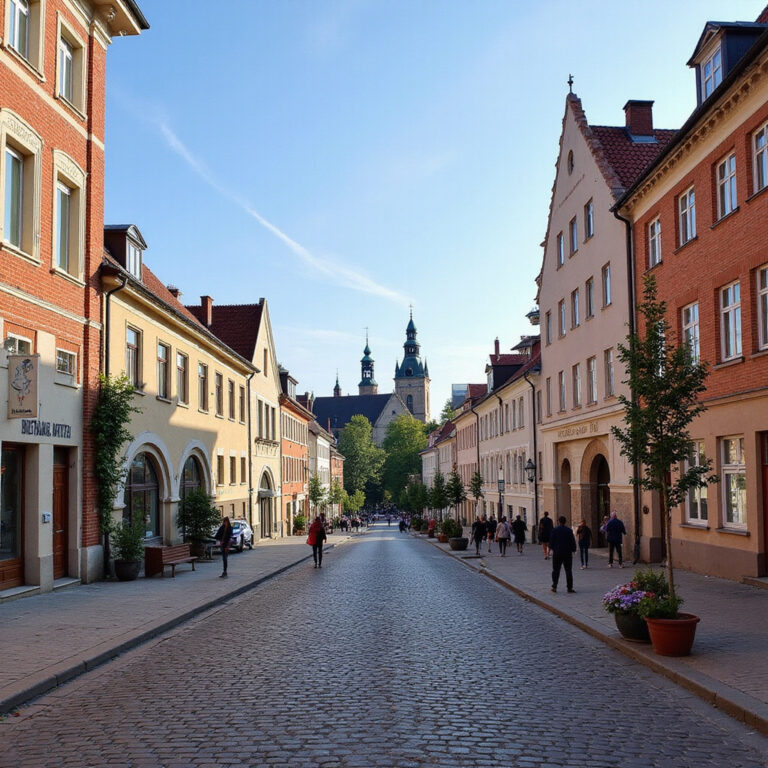 Tanie wakacje w Dyneburgu – widok na ulicę przy zamku Dyneburga