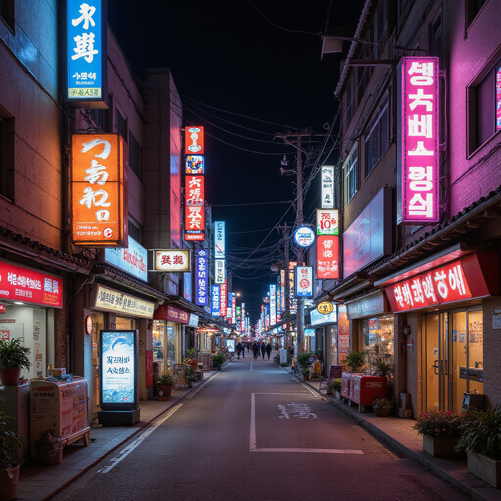 Ulica w Seulu z widocznymi napisami w języku koreańskim