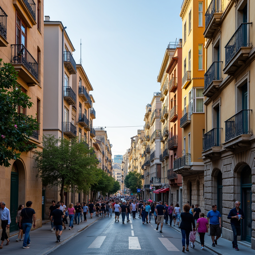 Ulica w Barcelonie z widokiem na modernistyczne budynki, idealna na piesze zwiedzanie