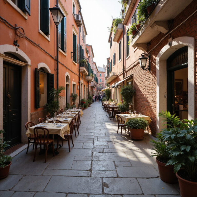 Ulica w Wenecji z bacari, gdzie serwują ombra wino w cieniu
