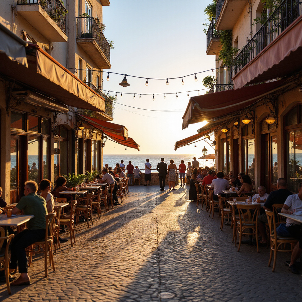 ulica w Aleksandrii z restauracjami nadmorskimi i lokalnym klimatem