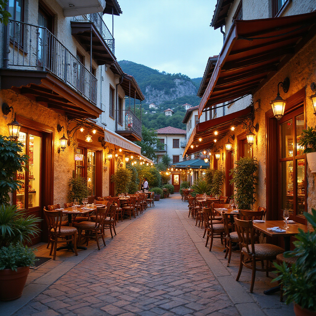 Ulica w Marmaris z lokalnymi restauracjami i kawiarniami