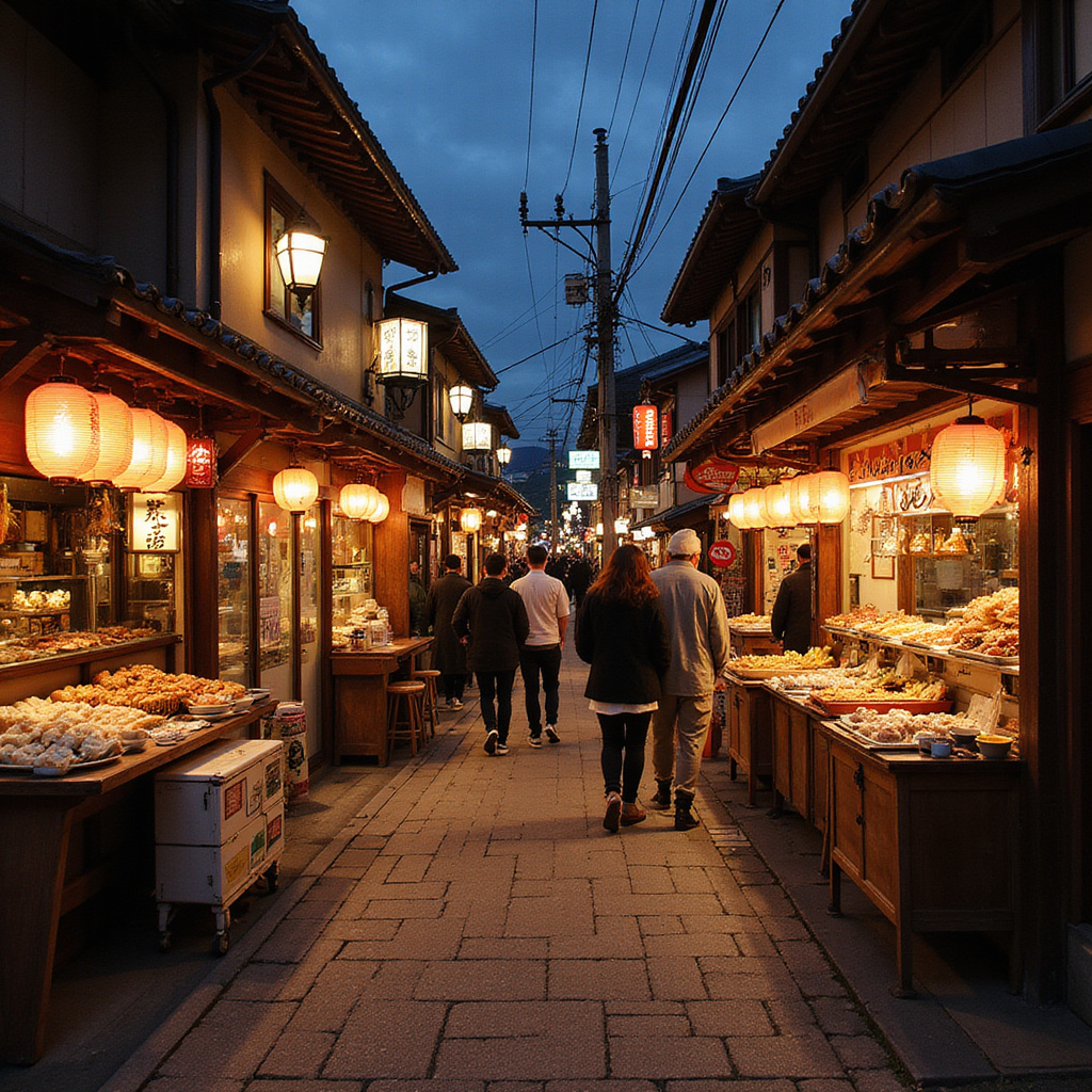 ulica w Nara z tradycyjnymi restauracjami i lokalnymi przysmakami