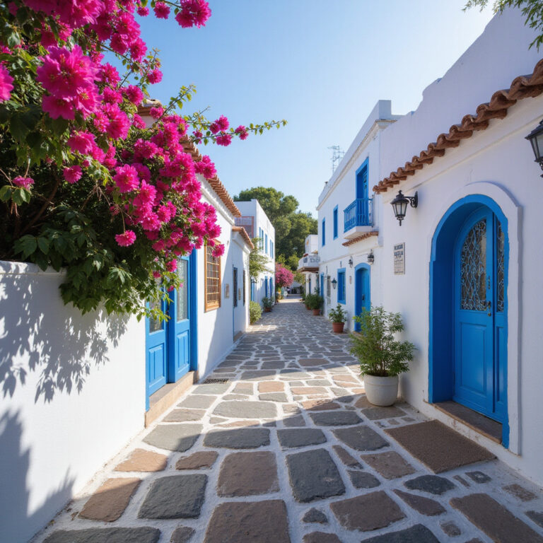 Urokliwe uliczki Sidi Bou Said z charakterystycznymi biało-niebieskimi domami