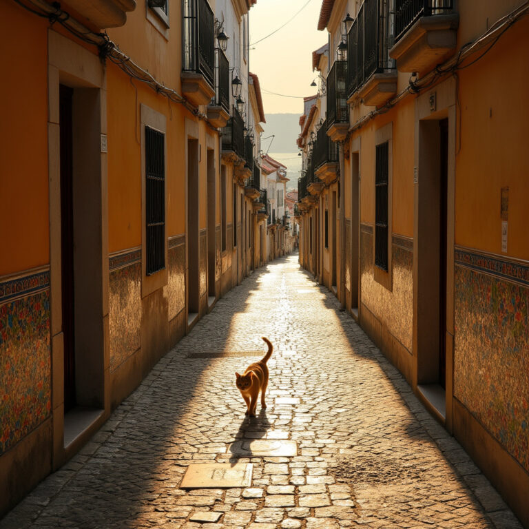 wąskie uliczki Alfamy w Lizbonie z muzyką fado w tle