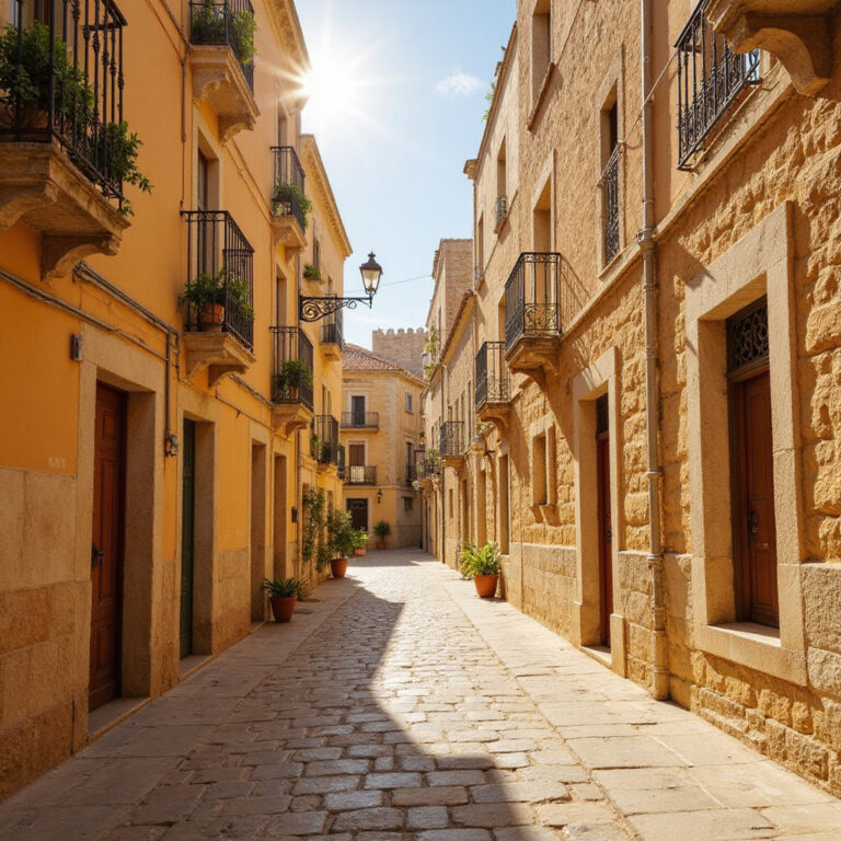Wąskie brukowane uliczki Mdiny otoczone miodowymi kamienicami
