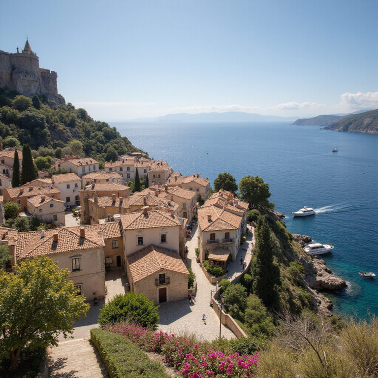 Eze Village widok na średniowieczne uliczki i Morze Śródziemne