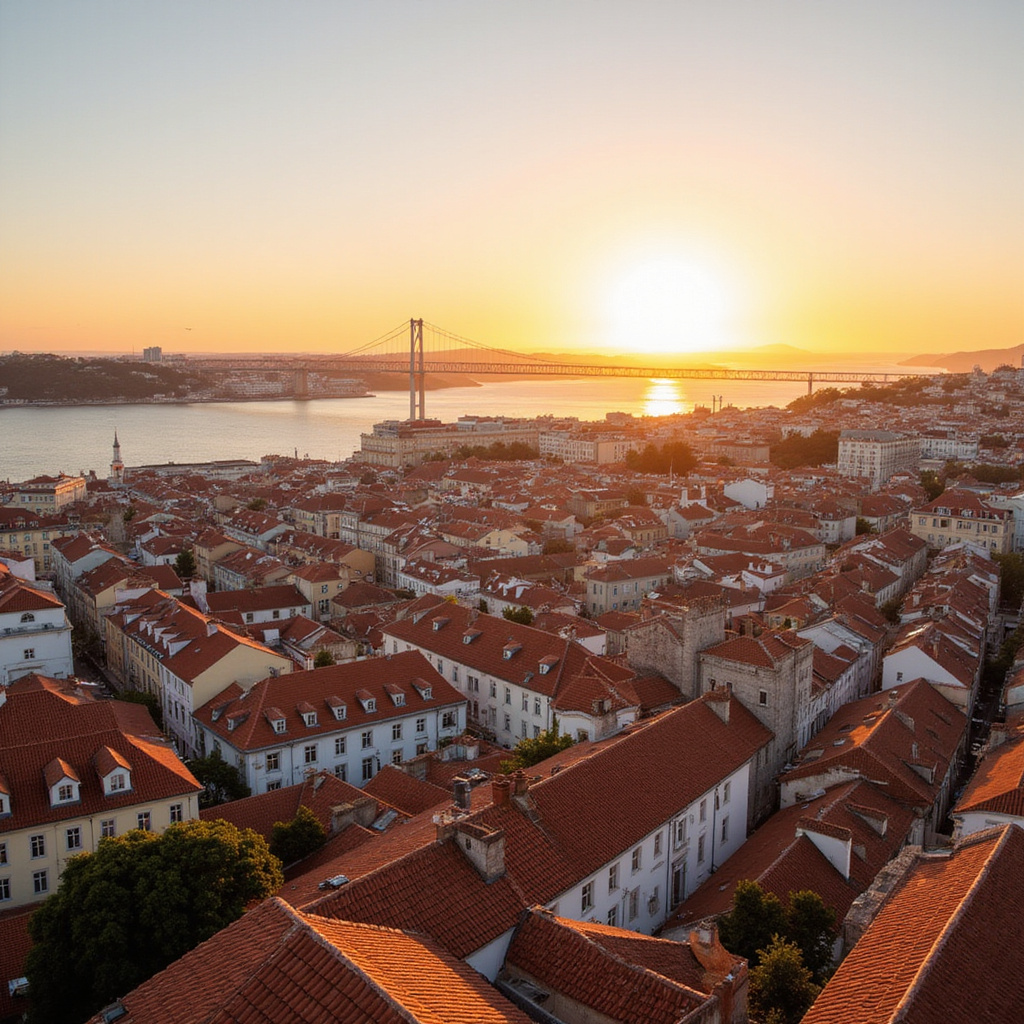 Panorama Lizbony z tarasu widokowego w dzielnicy Graça