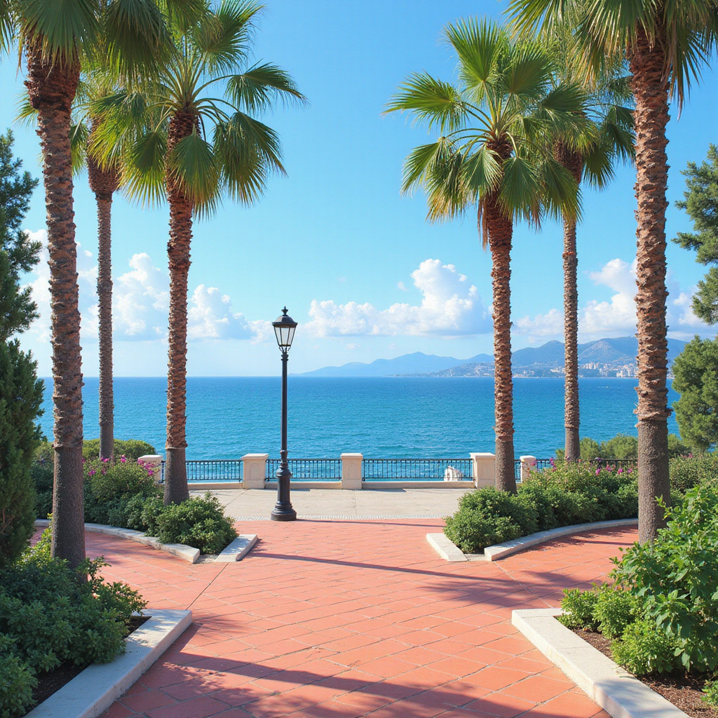 Promenada Anglików w Nicei - widok na morze i palmy