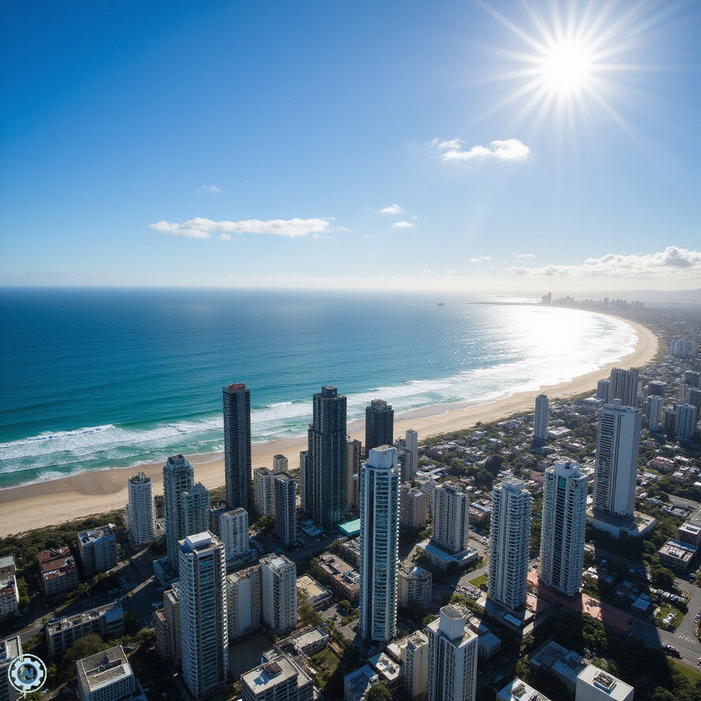 Widok z SkyPoint Climb na Gold Coast – panorama miasta i plaż