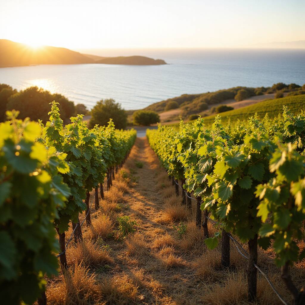 Gellewza i Ghirghentina na tle maltaĆskiej winnicy z widokiem na morze