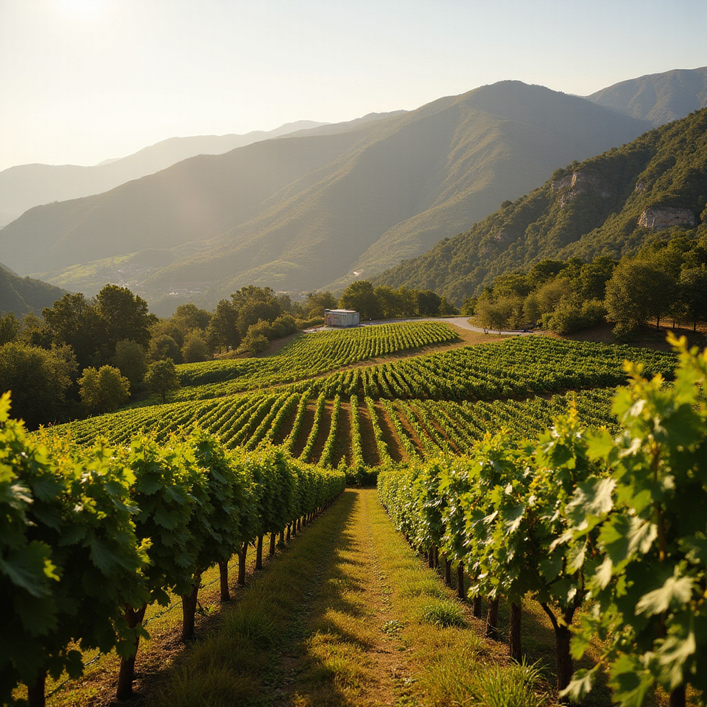 Widok na winnice w regionie Marmaris, górzysty krajobraz, winorośle