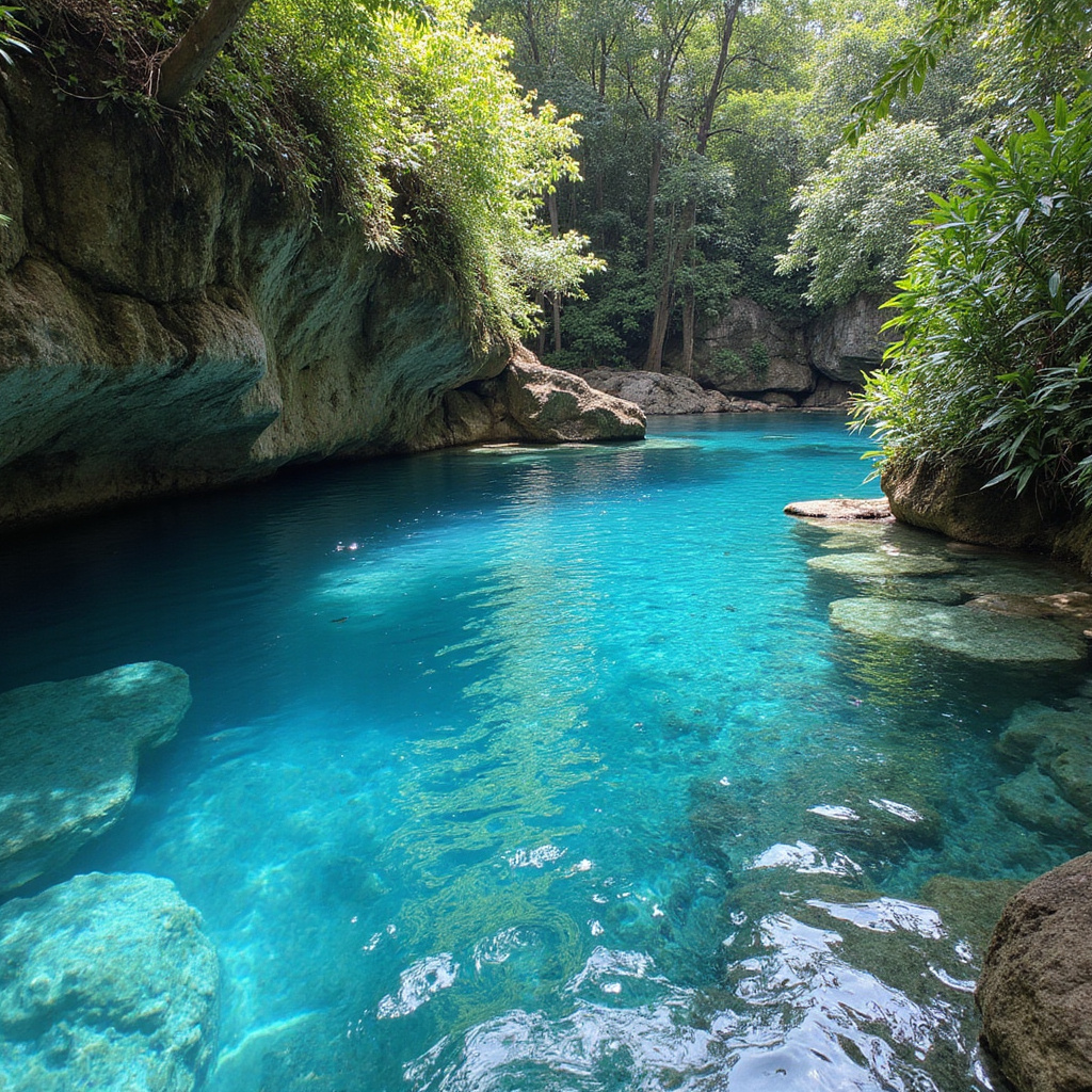 Hoyo Azul - krystalicznie czysta woda w skalnym basenie Dominikany