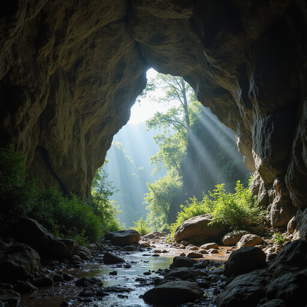 Jaskinia Huyen Khong w Górach Marmurowych z naturalnym światłem wpadającym przez szczeliny
