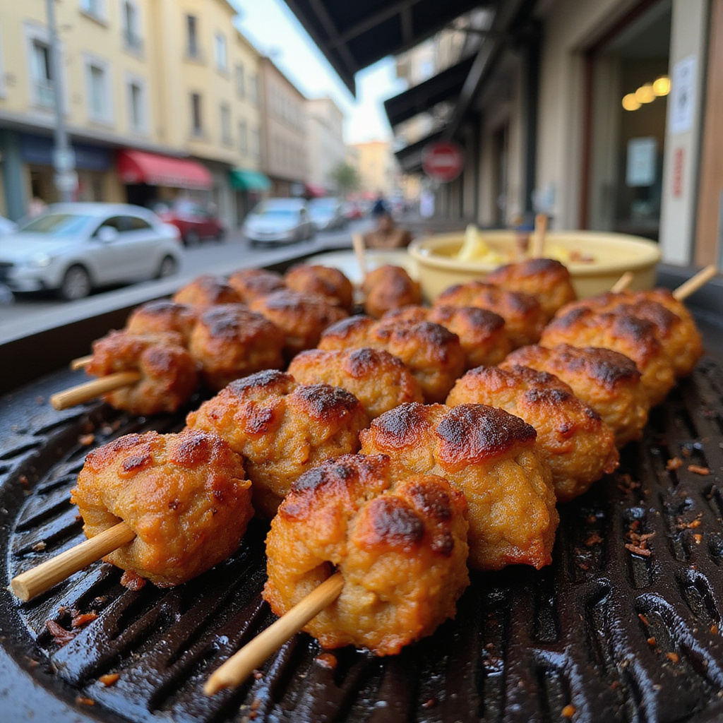 Kebab kofta na ulicy w Nikozji z lokalnymi przyprawami