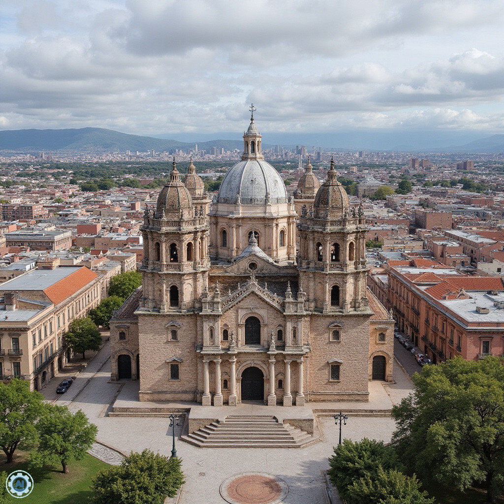 Guadalajara w porze suchej z widokiem na kolonialną architekturę