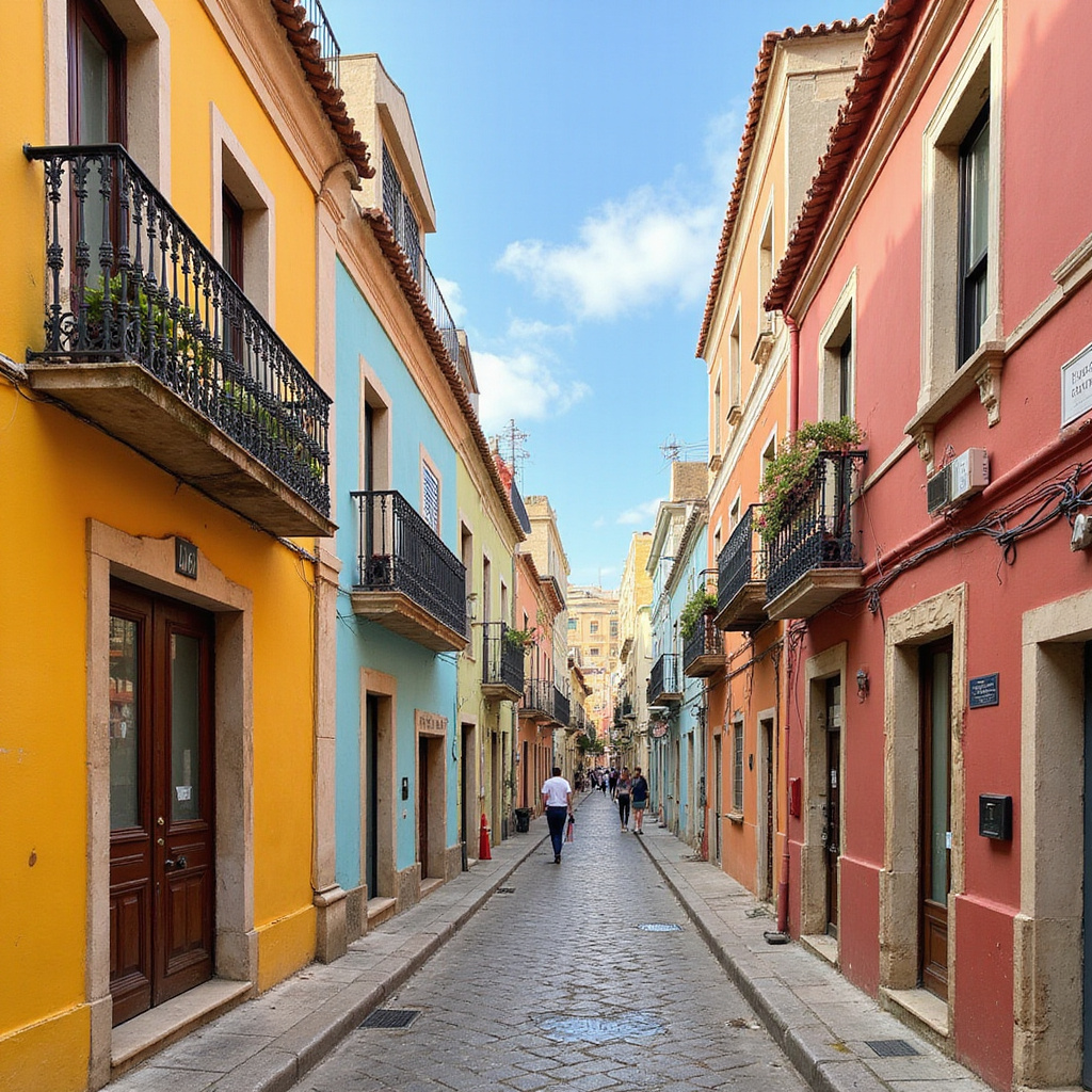 Kolorowe domy w Cospicua, tradycyjna maltańska ulica