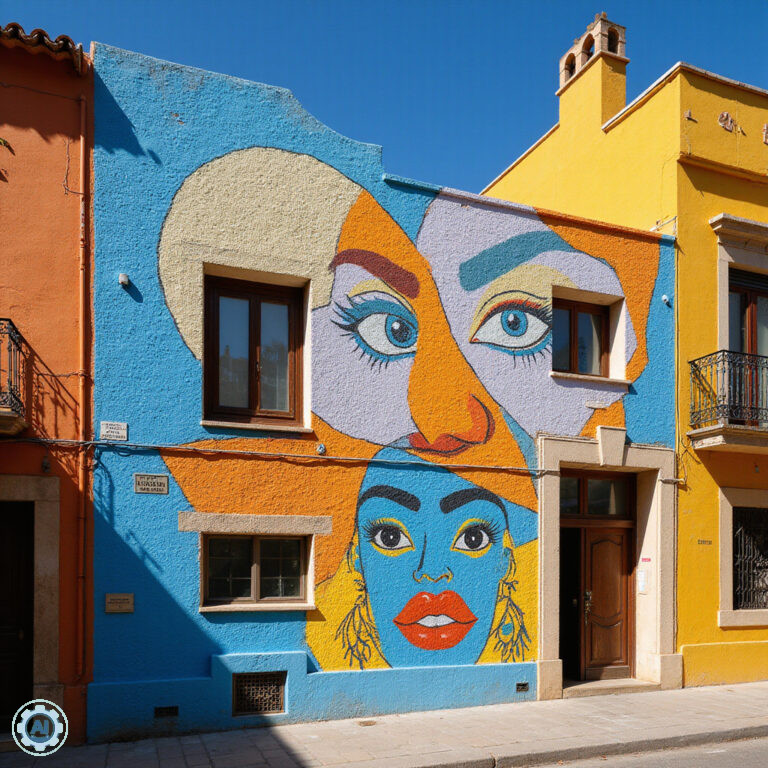 Kolorowe murale w Ruzafie, dzielnicy Walencji, uliczna sztuka i architektura