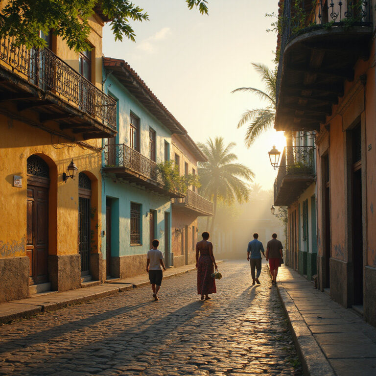Zona Colonial w Santo Domingo z kolorowymi kamienicami i brukowanymi uliczkami, dominikanska kultura i historia