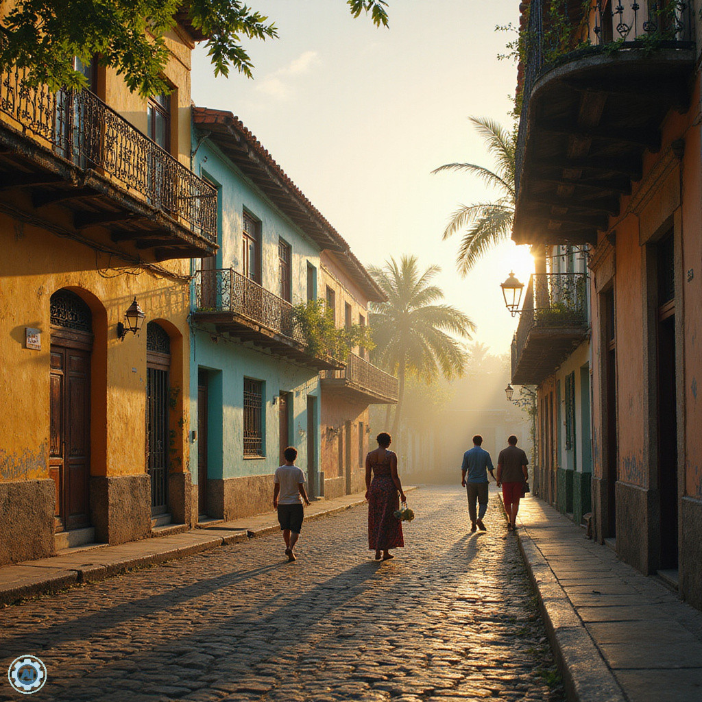 Zona Colonial w Santo Domingo z kolorowymi kamienicami i brukowanymi uliczkami, dominikanska kultura i historia