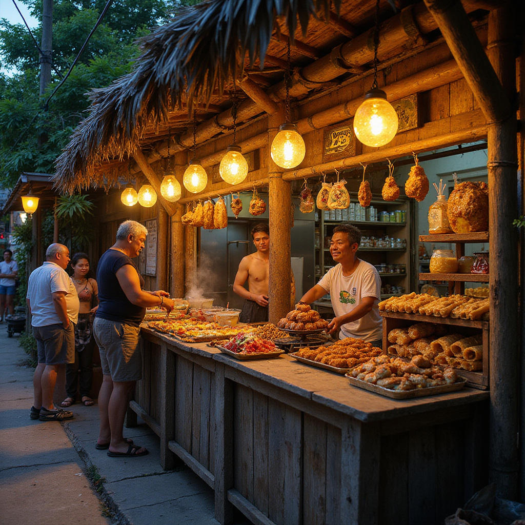 Ulica w Boracay z lokalnym barem serwującym tradycyjne filipińskie desery