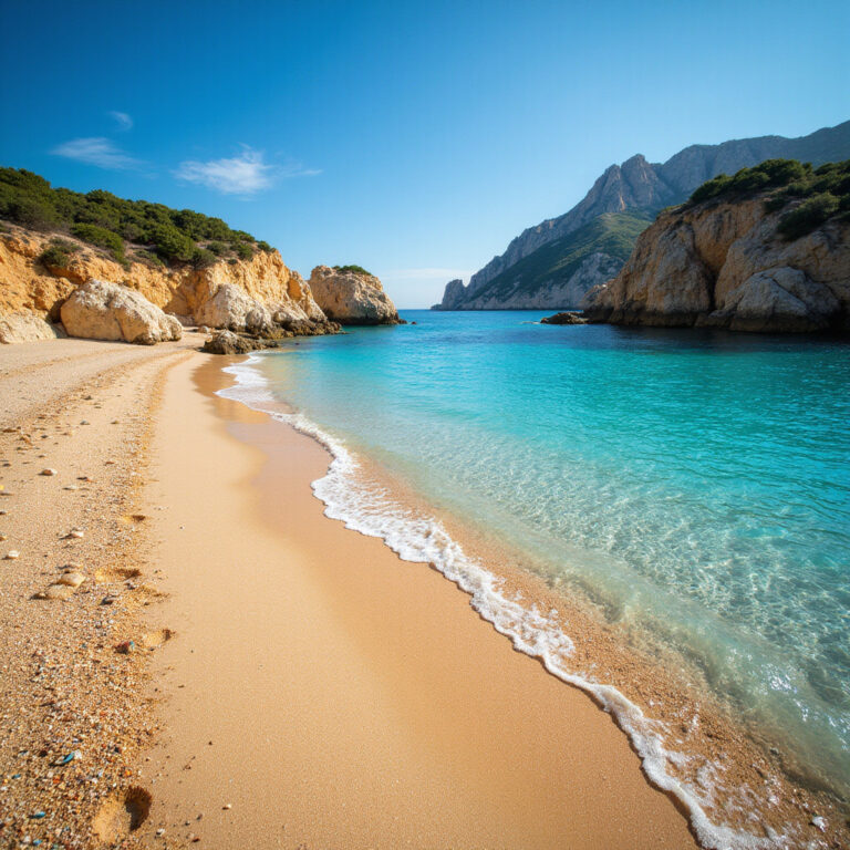 Plaża Cala Major z widokiem na błękitne morze i złoty piasek