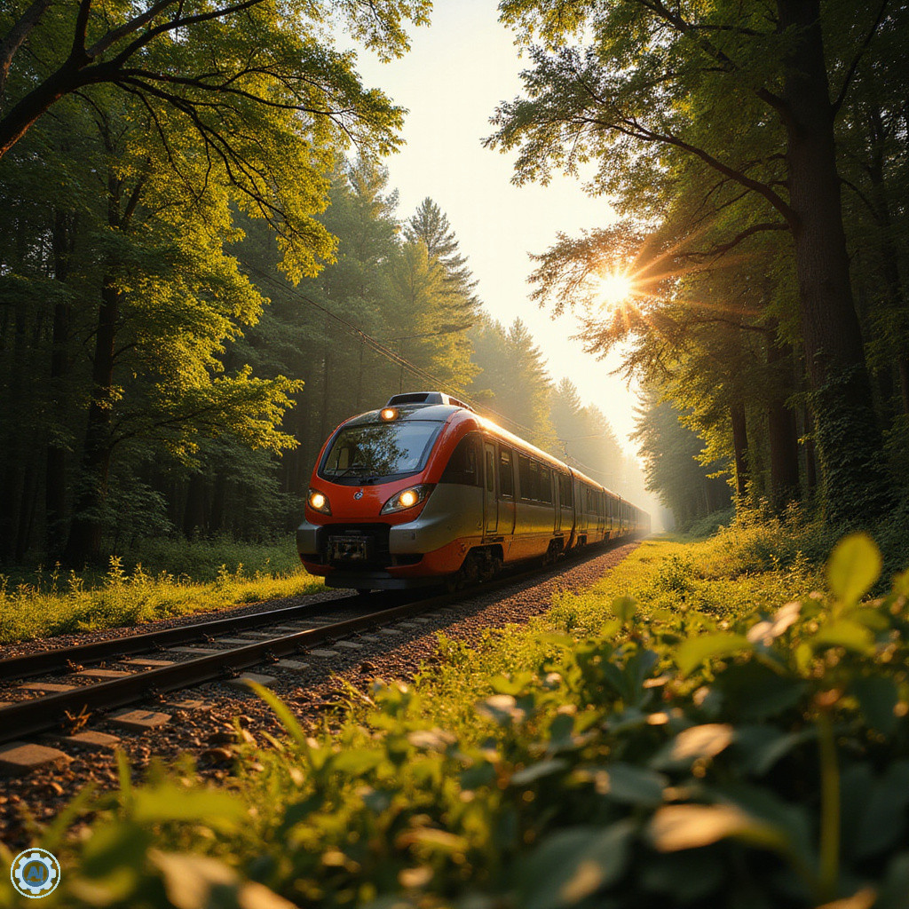 Pociąg na trasie Riga-Jurmala przejeżdżający przez las