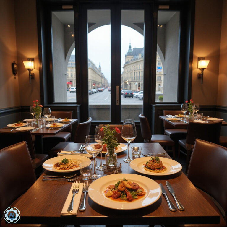 Elegancka restauracja w Warszawie z widokiem na ulicę przy pałacu kultury i nauki, serwująca dania fine dining