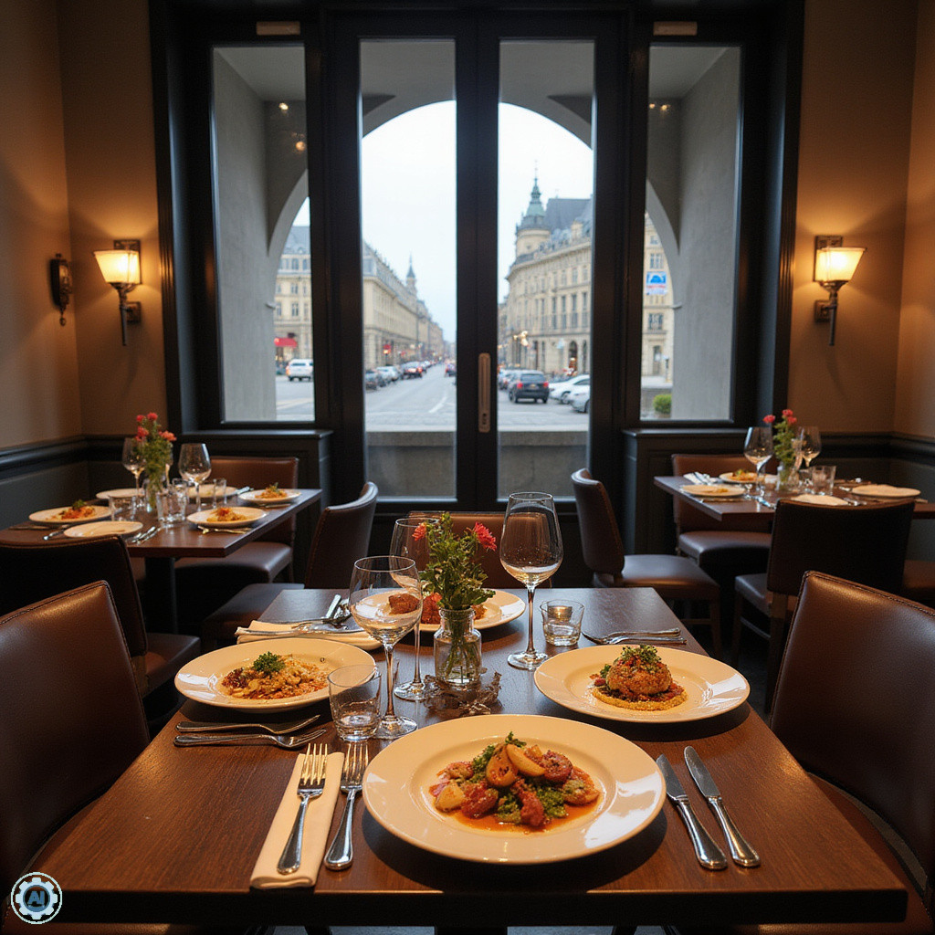 Elegancka restauracja w Warszawie z widokiem na ulicę przy pałacu kultury i nauki, serwująca dania fine dining