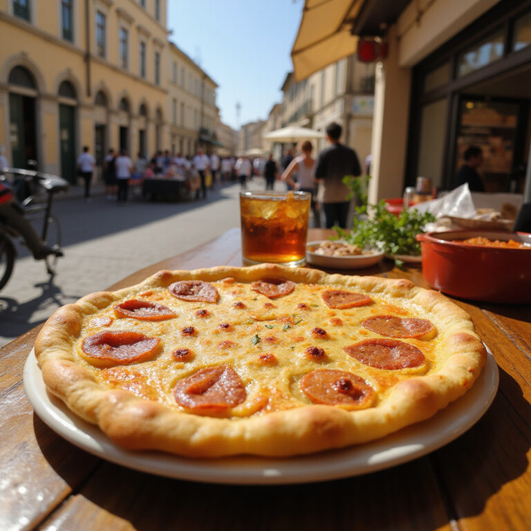 Socca nicejska podawana na ulicznym straganie w Nicei