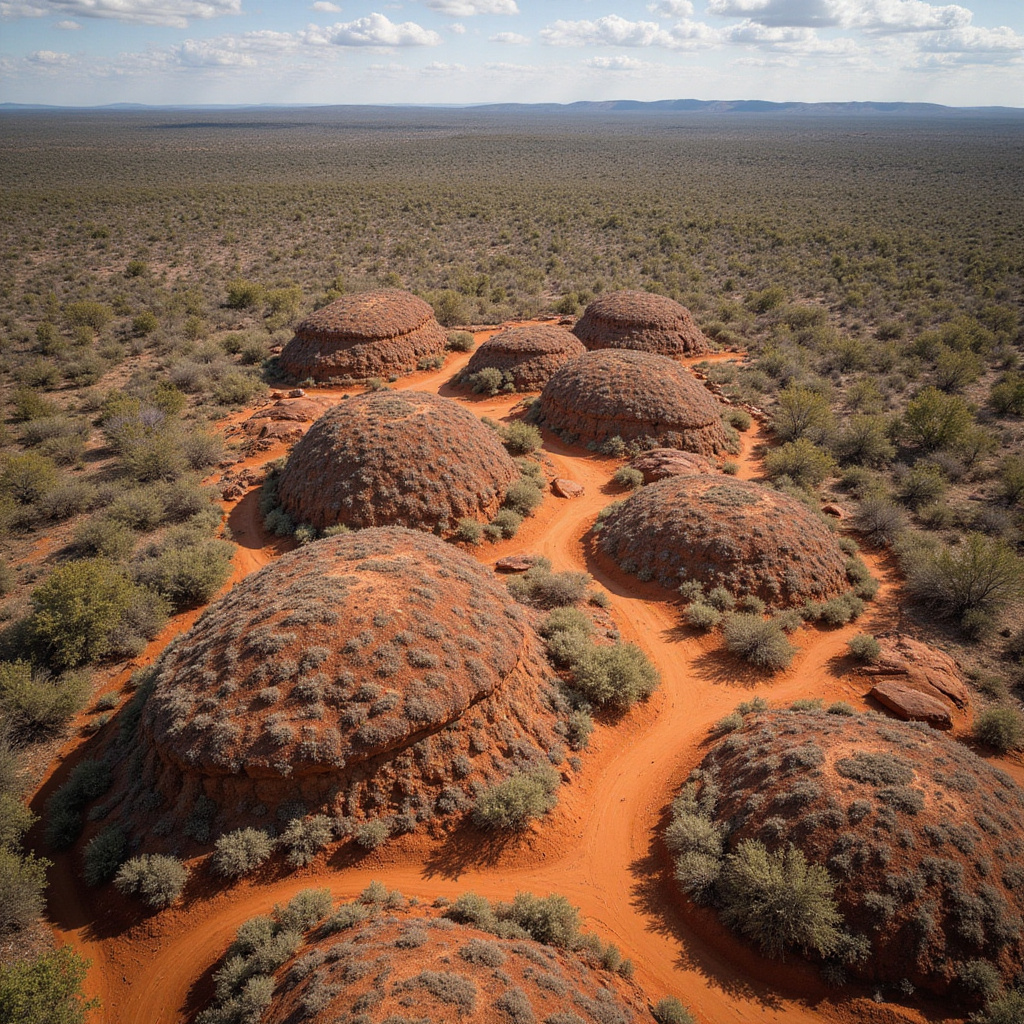 Ścieżka Magnetic Mounds Walk wśród termitier, dzika natura