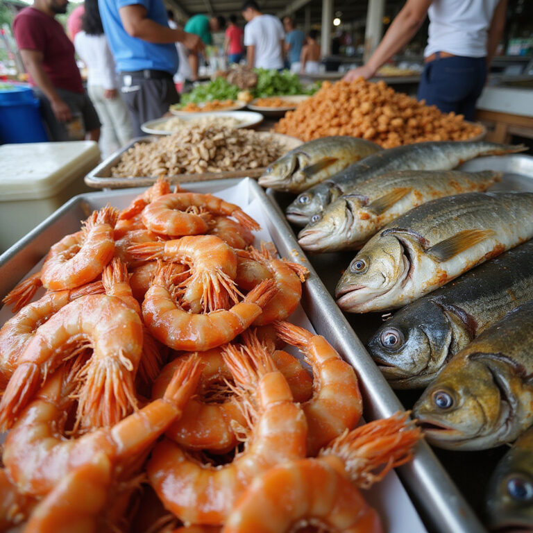 Świeże krewetki i ryby na targu D'Talipapa w Boracay