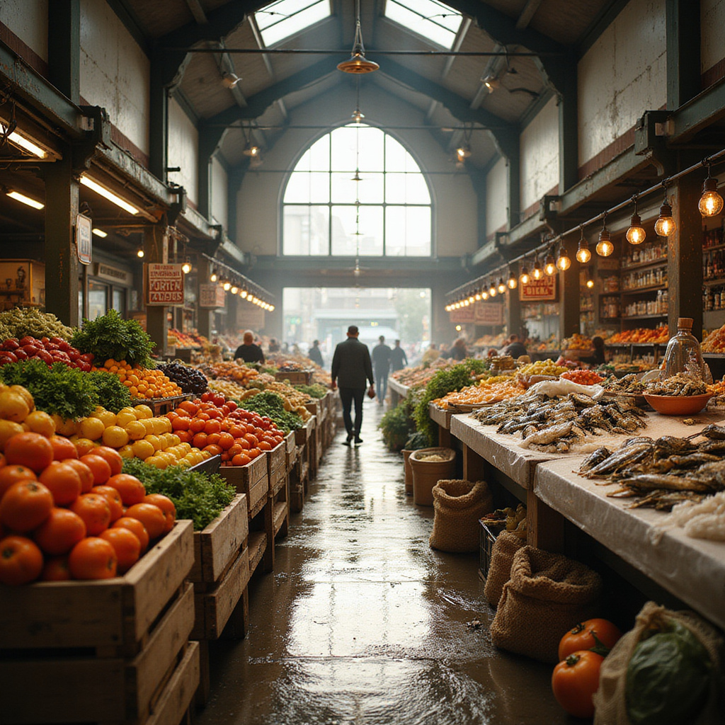 Targ jedzenia w Melbourne z lokalnymi produktami i świeżymi owocami morza