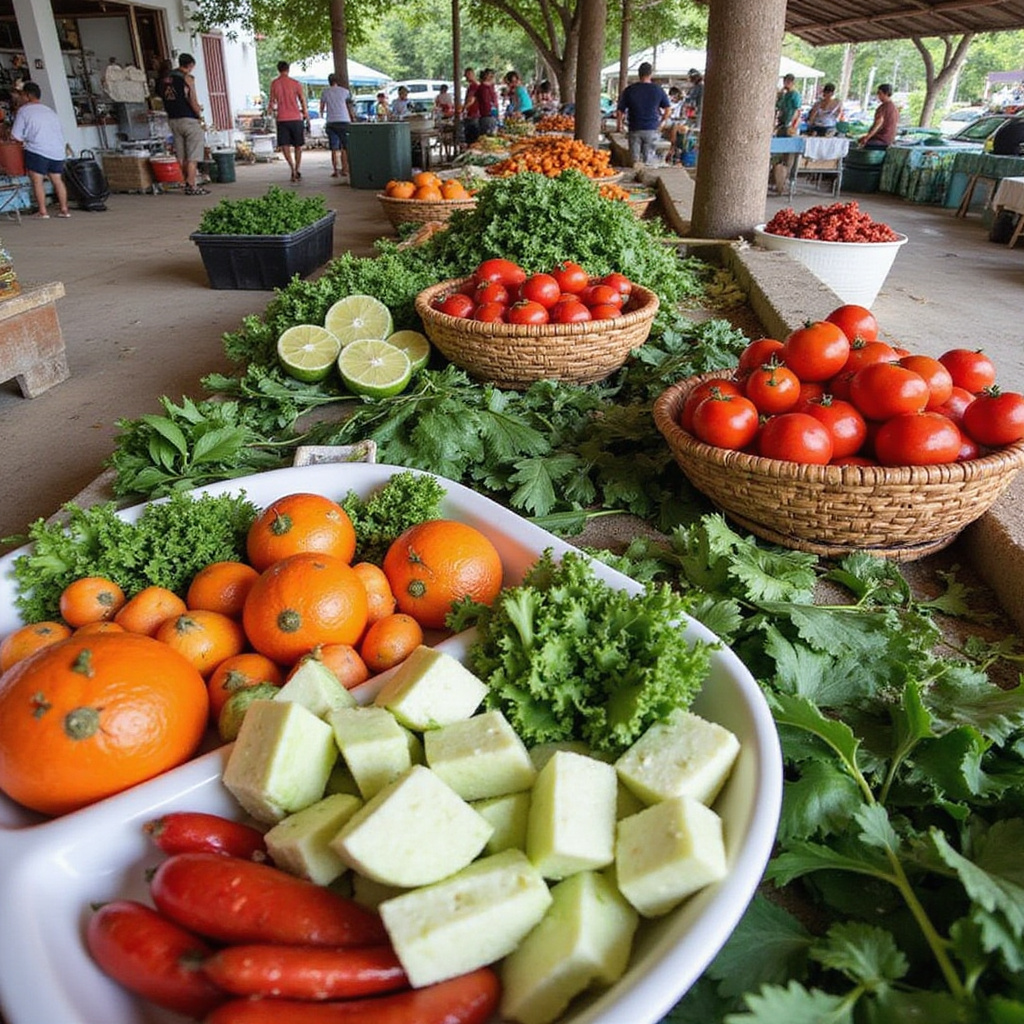 lokalny targ w Tulum z warzywami do wegańskich tacos