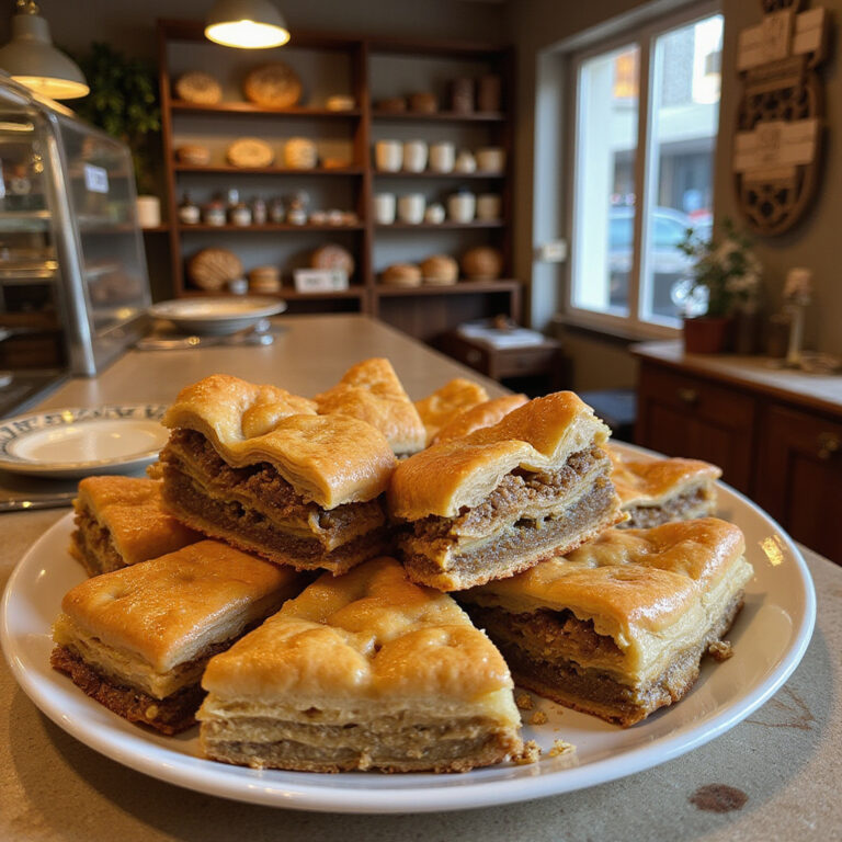 Baklava w Grecji na tle tradycyjnej cukierni w Atenach