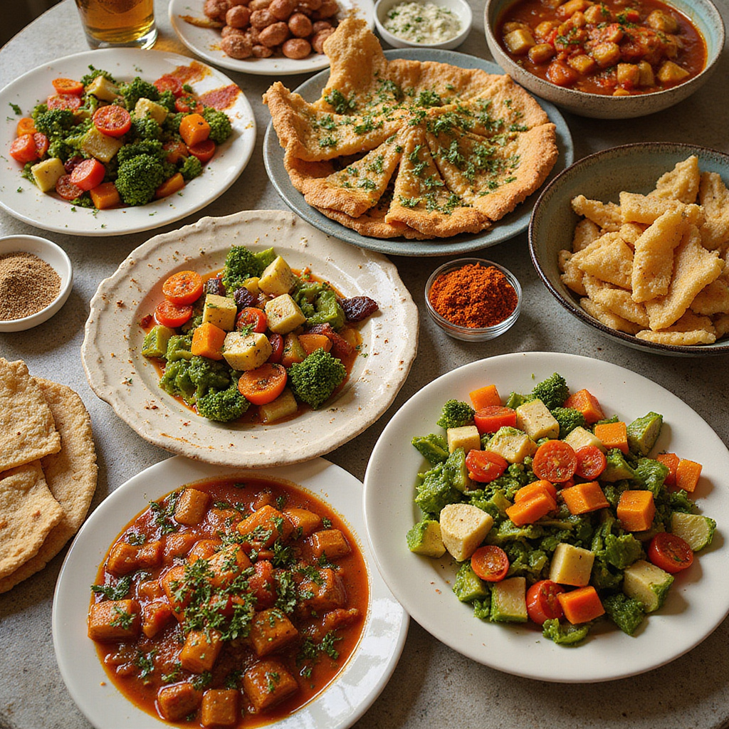 Tradycyjne wegetariańskie dania na Cyprze z lokalnymi warzywami i przyprawami