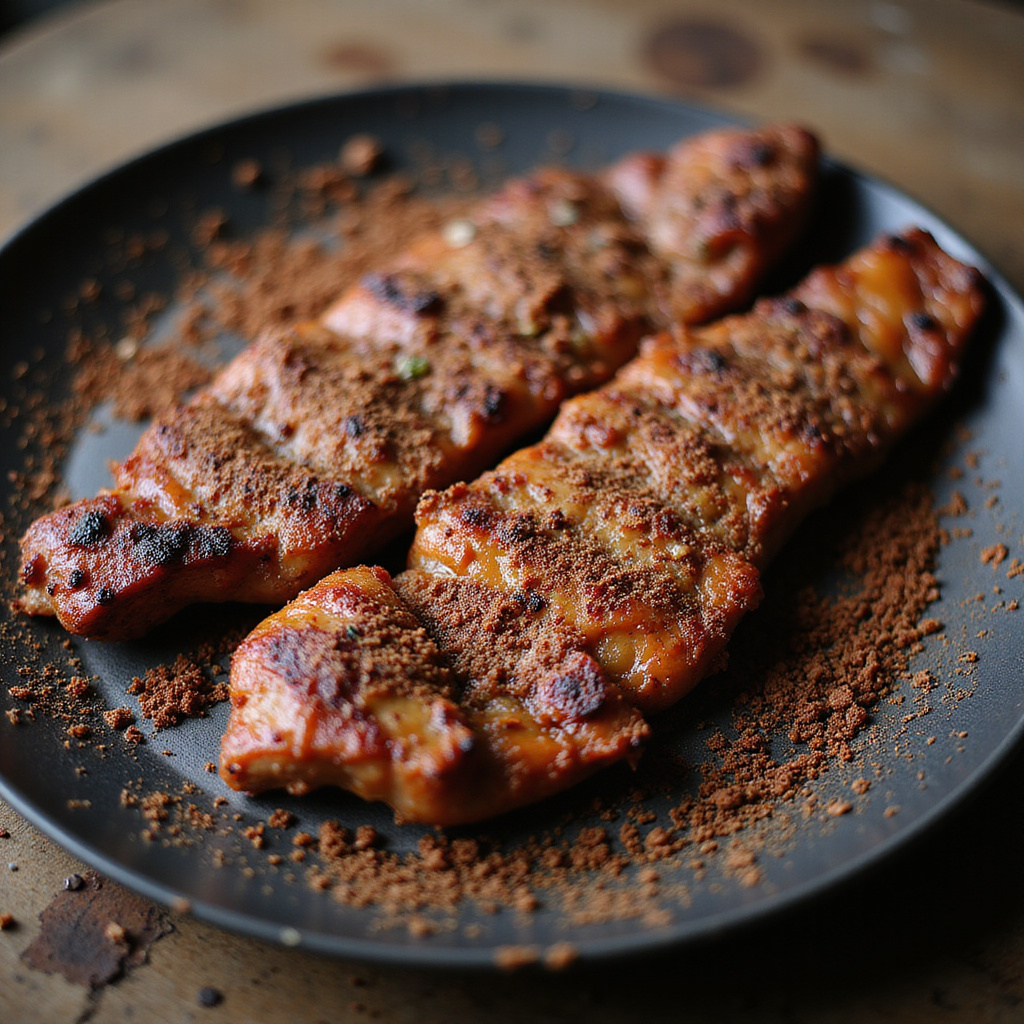 Tradycyjne keńskie Nyama Choma grillowane na rożnie, soczyste mięso z przyprawami