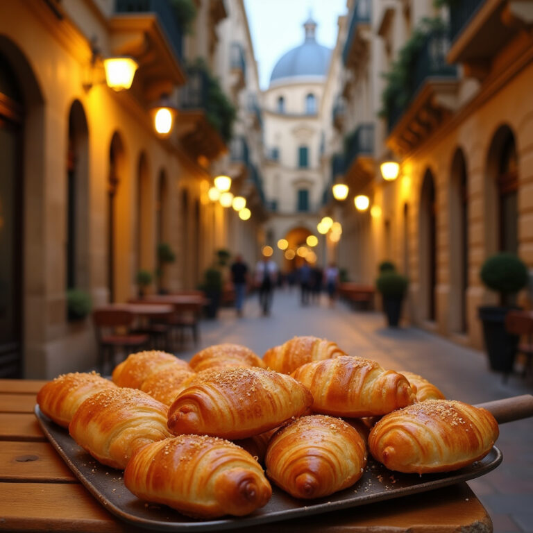 Tradycyjne maltańskie pastizzi na uliczce w Valletcie