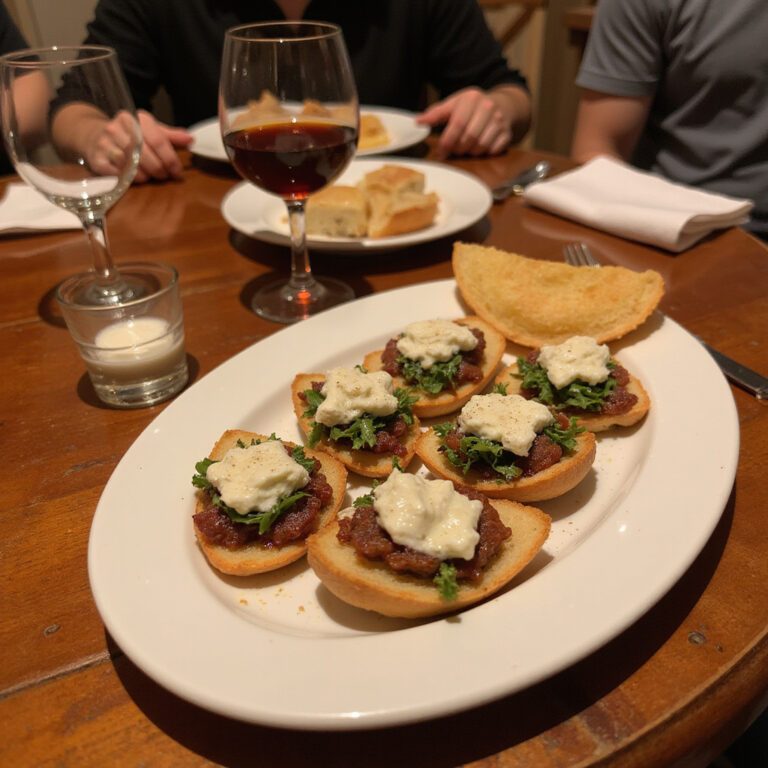 Tradycyjne tapas w Sewilli na drewnianym stole z kieliszkiem sherry