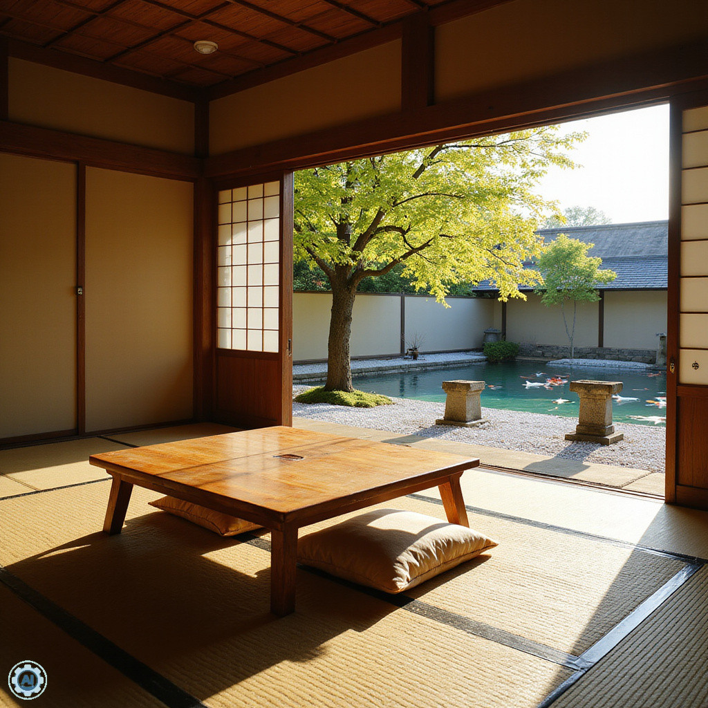 Tradycyjny ryokan w Nagoi z tatami i ogrodem koi, idealny na relaks