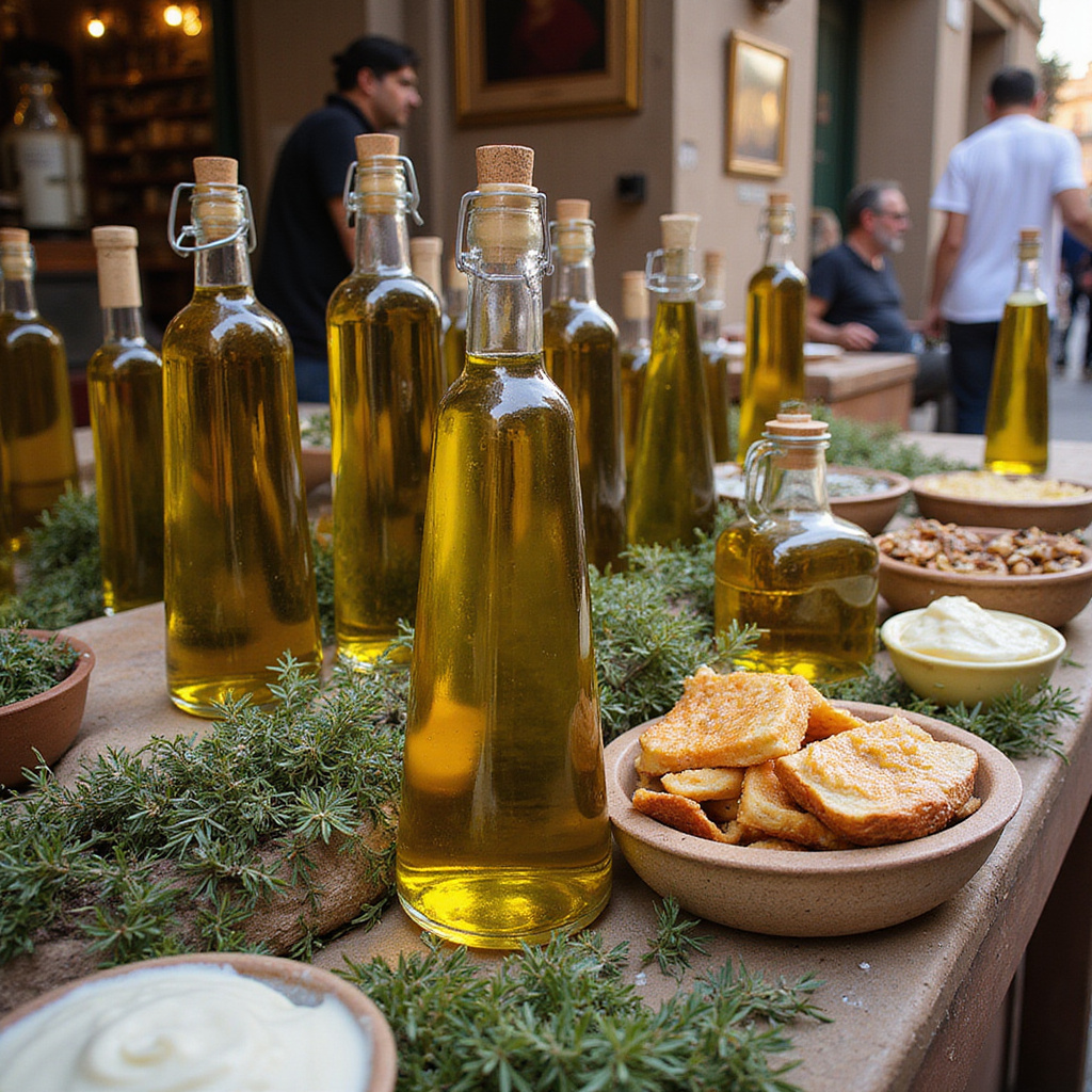 Tunezyjska oliwa z oliwek płynne złoto Tunezji na straganie w medynie