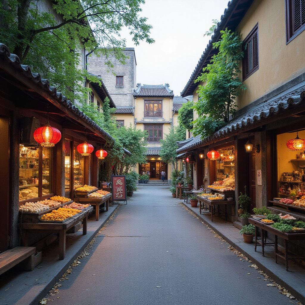 Ulica w Hue prowadząca do Cytadeli z lokalnymi straganami