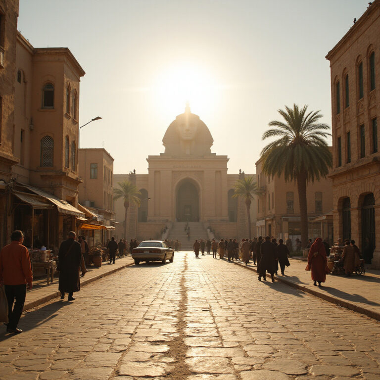 Ulica w Kairze prowadząca do Muzeum Egipskiego z zabytkami