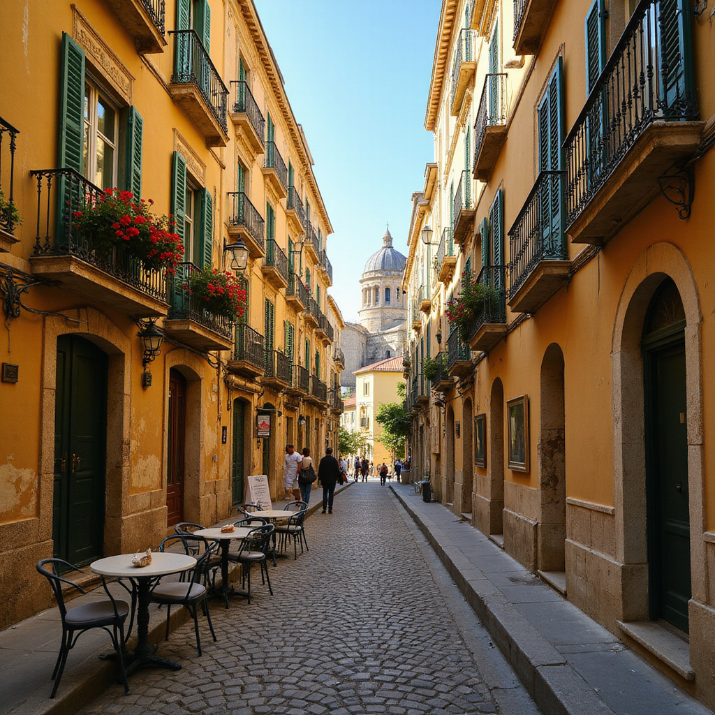 Ulica w Marsylii prowadząca do Bazyliki Notre-Dame de la Garde, zabytkowa kamienica