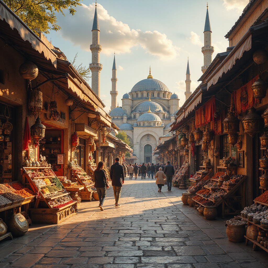 Ulica w Ankarze prowadząca do meczetu Kocatepe z lokalnymi sklepikami