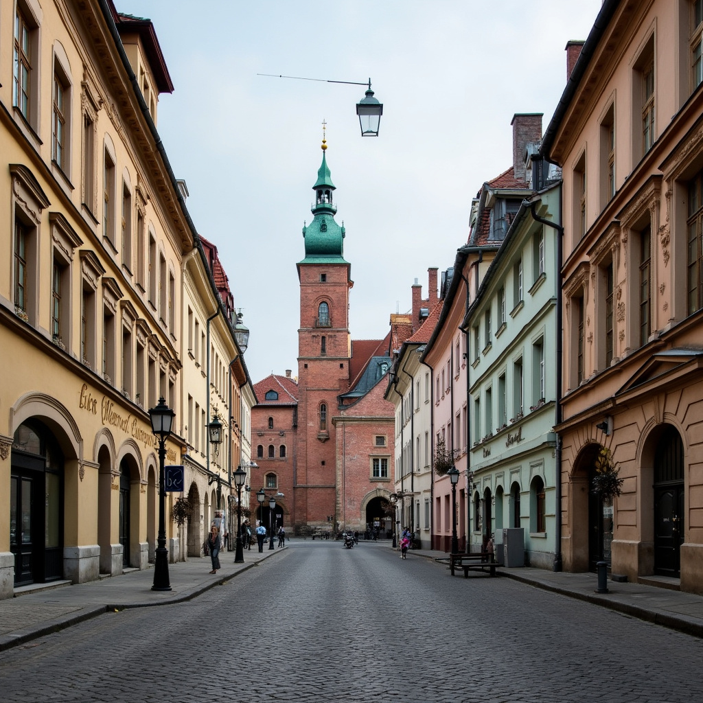 Ulica w Pilźnie z widokiem na browar Pilsner Urquell