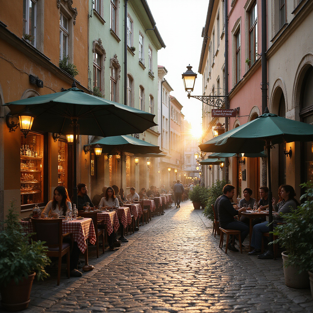 Ulica w Rydze z klimatycznymi knajpkami serwującymi tradycyjne łotewskie dania