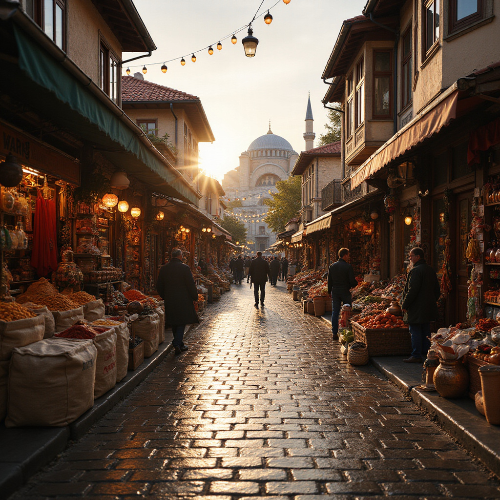 Ulica w Trabzonie prowadząca do Hagia Sophia z lokalnymi straganami