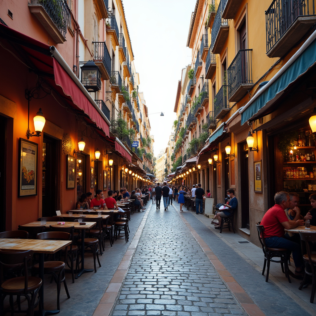 widok na ulicę w Granadzie z lokalnymi barami tapas