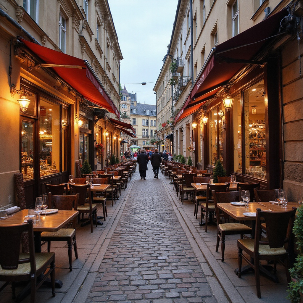 Ulica w Warszawie z restauracjami i kawiarniami, gdzie zjeść Warszawa